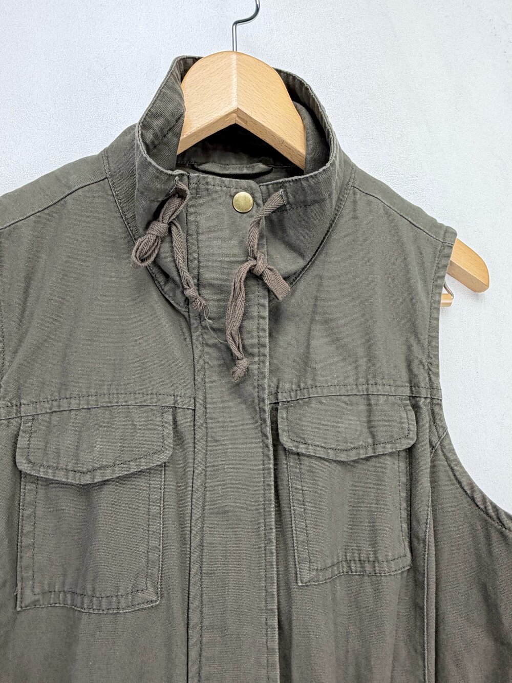 American Rag Women Olive Green Cotton Utility Drawstring Vest Size S - Picture 6 of 14